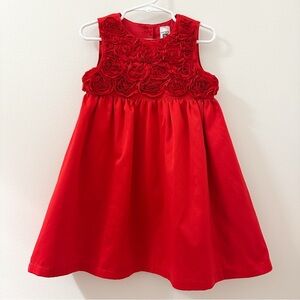 Carter's Toddler Girl Satin 3D Floral Rosette Formal Dress Red sz 3T